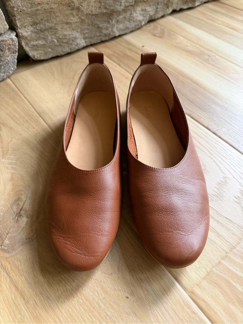 Quince Cognac Italian Leather Glove Ballet Flats